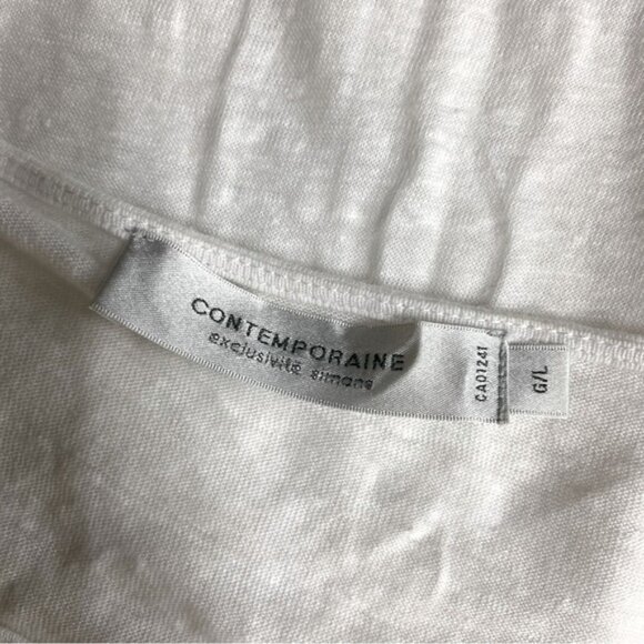 5/$25 Contemporaine White Semi Sheer Sleeveless Blouse With Chest Pocket L - Picture 3 of 12